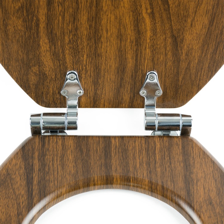 GRADE A1 - Soft Close Toilet Seat in Mahogany with Chrome Hinges