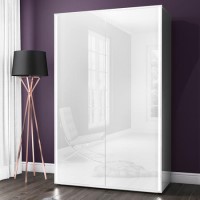 Selena White High Gloss 2 Door Wardrobe With LED Light 
