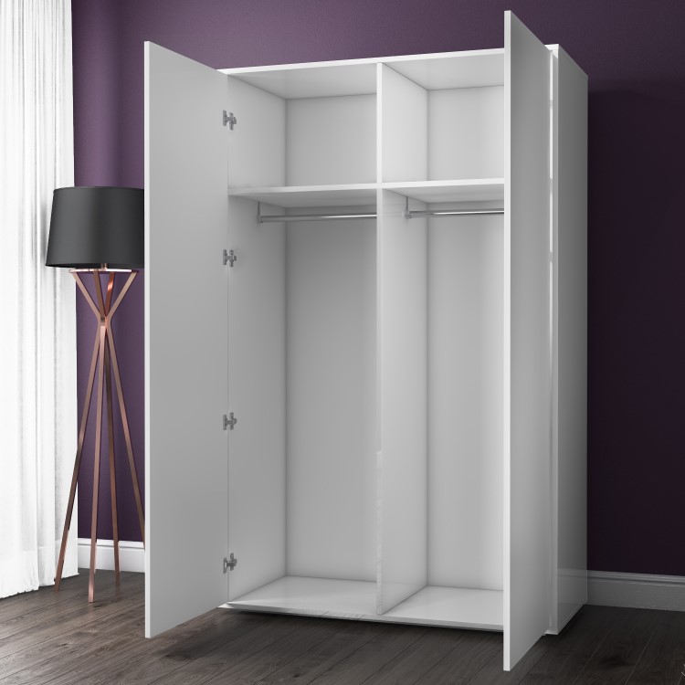 Selena White High Gloss 2 Door Wardrobe With LED Light 