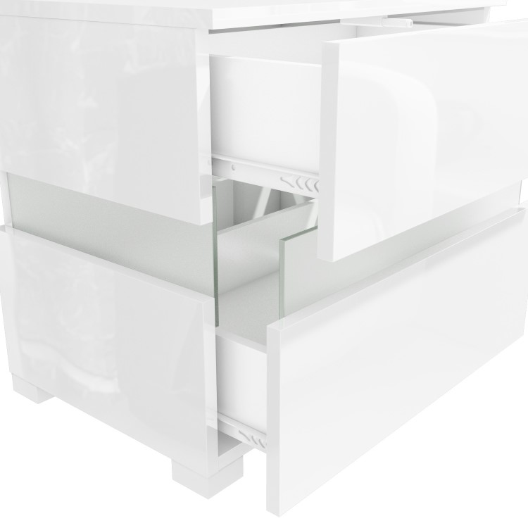 Sense White High Gloss Bedside Table with LED Light
