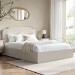 Cream Upholstered King Size Ottoman Bed with Scalloped Headboard- Siena