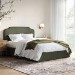 Green Chenille Double Ottoman Bed with Scalloped Headboard - Siena
