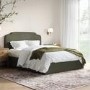 Green Chenille Double Ottoman Bed with Scalloped Headboard - Siena