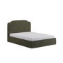 Green Chenille Double Ottoman Bed with Scalloped Headboard - Siena