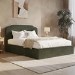 Green Chenille King Size Ottoman Bed with Scalloped Headboard - Siena