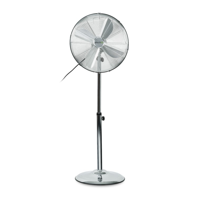 Refurbished electriQ 16 InchChrome Pedestal Fan with Adjustable Stand and Oscillation Function