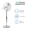 electriQ 16 Inch Oscillating Pedestal Fan - Chrome