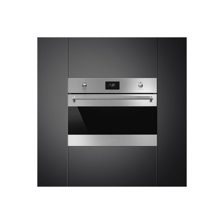 Smeg SF4309MX 45cm Height Classic Dark Glass Compact 40L Microwave with Grill Stainless Steel