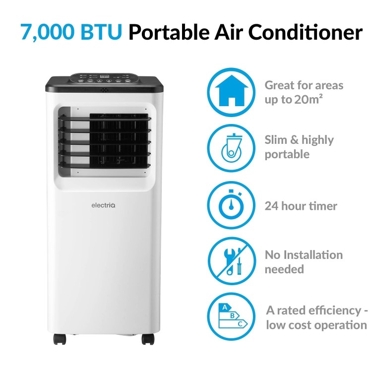 Refurbished - electriQ Slimline 7000 BTU Portable Air Conditioner
