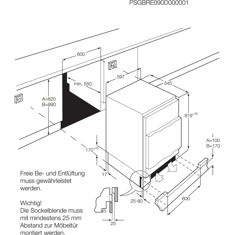 AEG SFB5821VAF Built-under Fridge With 4 Star Freezer Compartment - Door-on-door