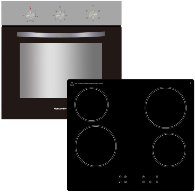 Montpellier SFCP11 5 Function Electric Single Oven & Four Zone Ceramic Hob Pack