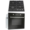 Montpellier SFOP94MFGG Multifunction Oven And Four Burner Gas-on-glass Hob Pack - Black