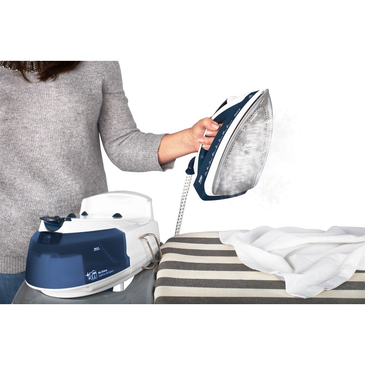 Beko SGA7124B SteamXtra SmartStation Steam Generator Iron - White & Blue