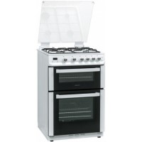 Servis SGL60W 60cm Double Oven Gas Cooker With Glass Lid - White