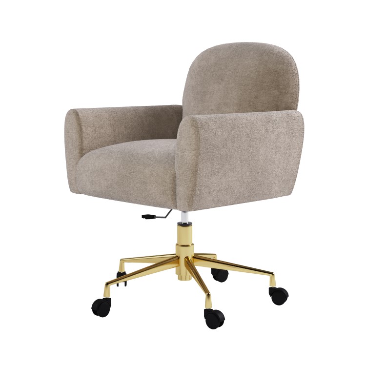 Beige Fabric Swivel Office Chair - Shai 