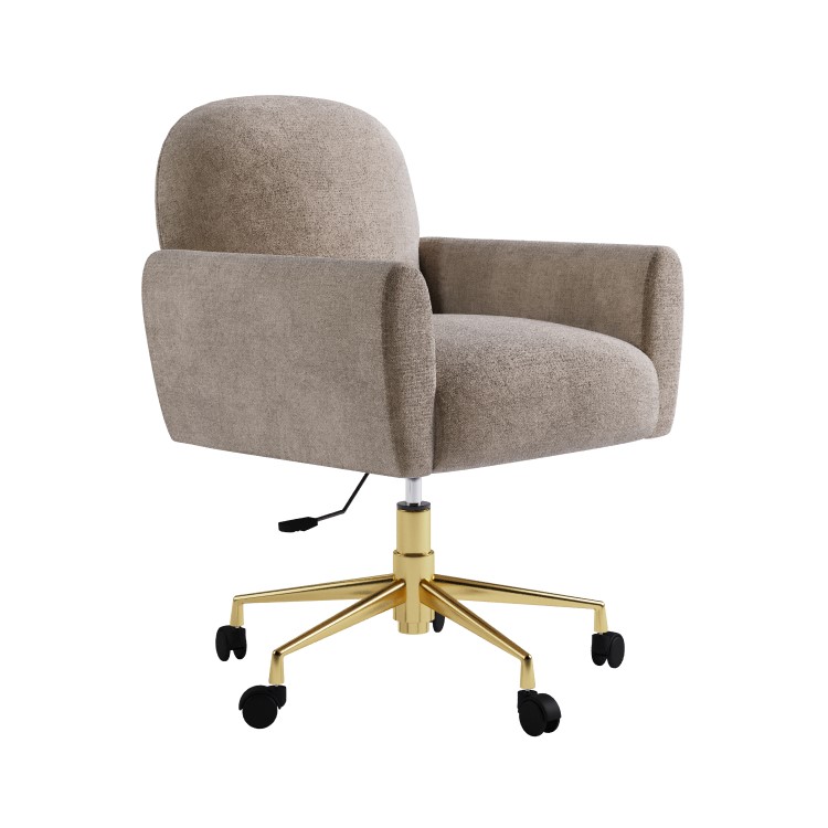 Beige Fabric Swivel Office Chair - Shai 