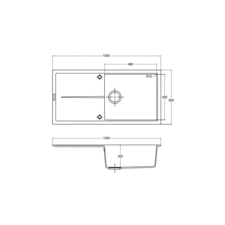 De Santii SHARD100 100cm Single Bowl Granite Kitchen Sink