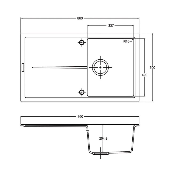 De Santii SHARD90 86cm Single Bowl Granite Kitchen Sink