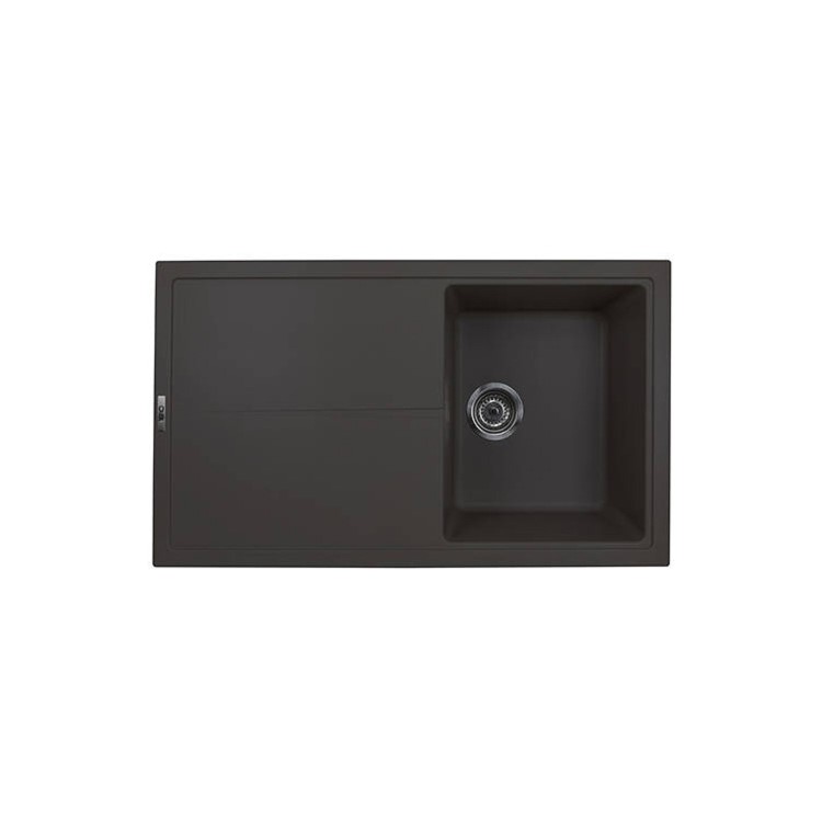 Single Bowl Inset Black Granite Kitchen Sink 860mm - Essence