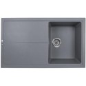 SHARD90GR Single Bowl Inset Gunmetal Grey Granite Kitchen Sink with Reversible Drainer - Essence