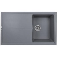 Single Bowl Inset Gunmetal Grey Granite Kitchen Sink with Reversible Drainer - Essence Single Bowl Inset Gunmetal Grey Granite Kitchen Sink with Reversible Drainer - Essence