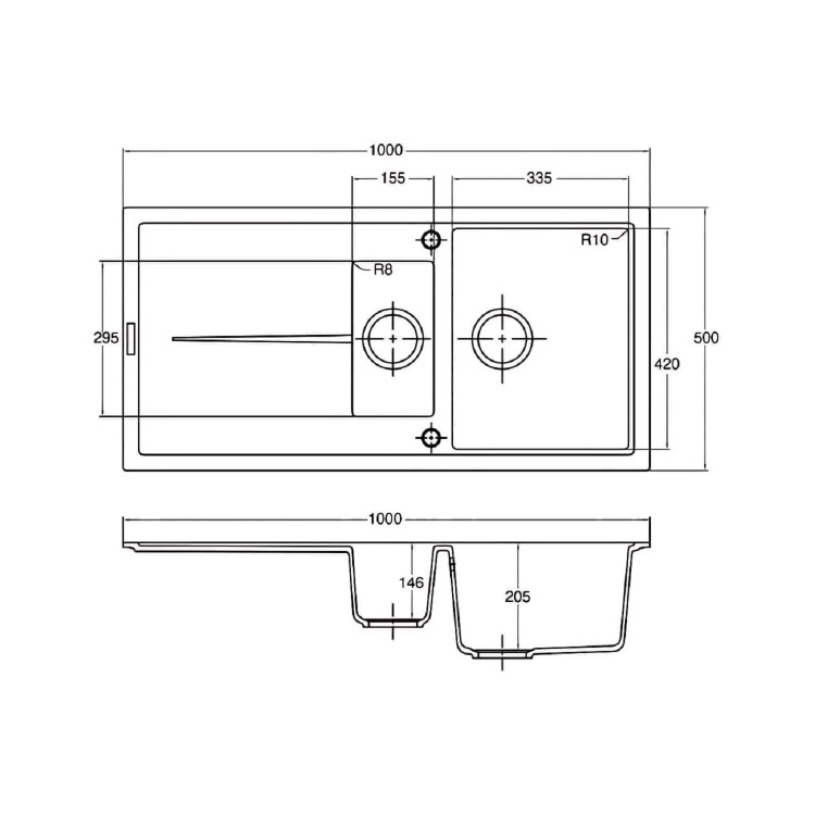 De Santii SHARD90 86cm Single Bowl Granite Kitchen Sink