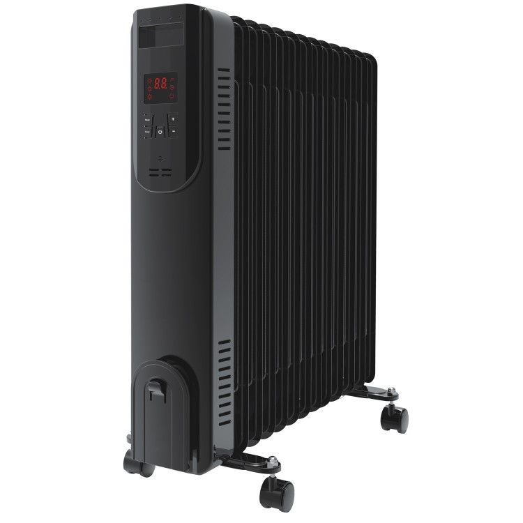 Refurbished electriQ 2.5kw Black Smart WiFi Alexa Oil Filled Radiator 11 Fin 24 hour and Weekly Timer with Thermostat and Remote