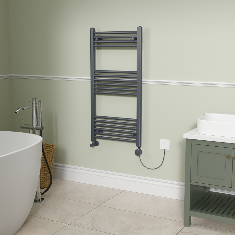 Anthracite electriQ 400W Smart Wi-Fi Thermostatic Heating Element for Electric & Dual-Fuel Radiators and Towel Rails – Plug-In or Hardwired