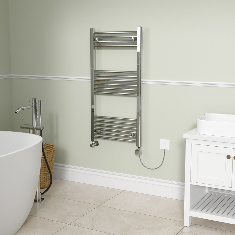 Chrome electriQ 800W Smart Wi-Fi Thermostatic Heating Element for Electric & Dual-Fuel Radiators and Towel Rails – Plug-In or Hardwired