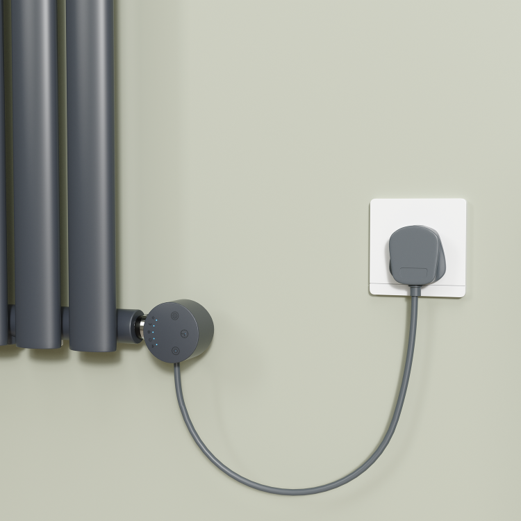 Anthracite electriQ 1200W Smart Wi-Fi Thermostatic Heating Element for Electric & Dual-Fuel Radiators and Towel Rails – Plug-In or Hardwired
