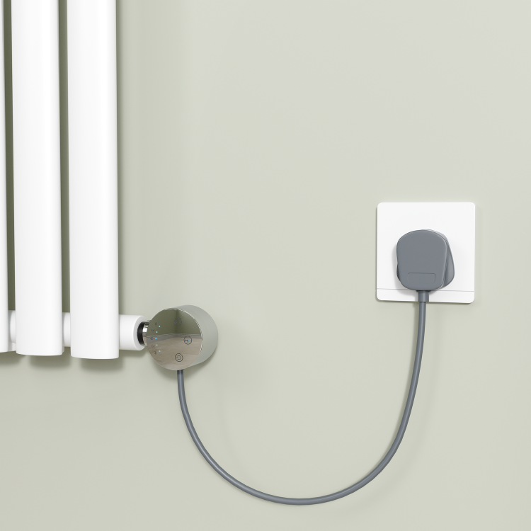 Chrome electriQ 1200W Smart Wi-Fi Thermostatic Heating Element for Electric & Dual-Fuel Radiators and Towel Rails – Plug-In or Hardwired