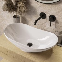 ONLY OPENED - White Oval Countertop Basin 615mm - Shell 