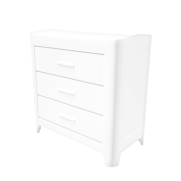 White Pine Wood Changing Unit with 3 Drawers and Curved Edges - Shiloh