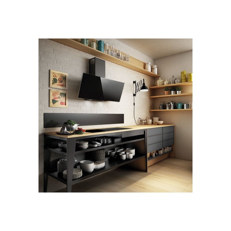 Elica 90cm Angled Cooker Hood - Black Glass