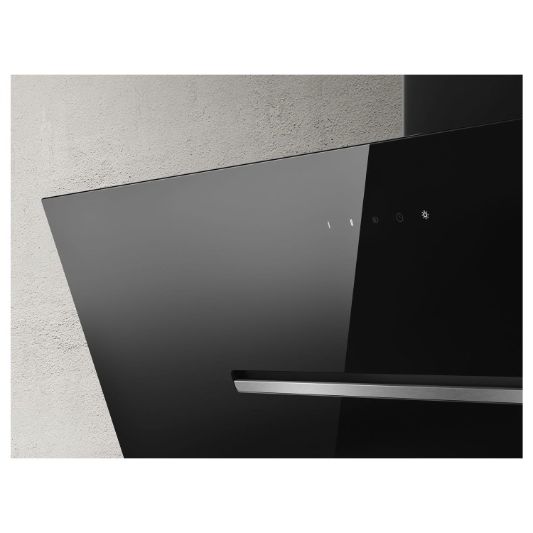 Elica Shy 90cm Angled Cooker Hood - Black Glass