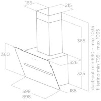 Elica Shy 60cm Angled Cooker Hood - White Glass
