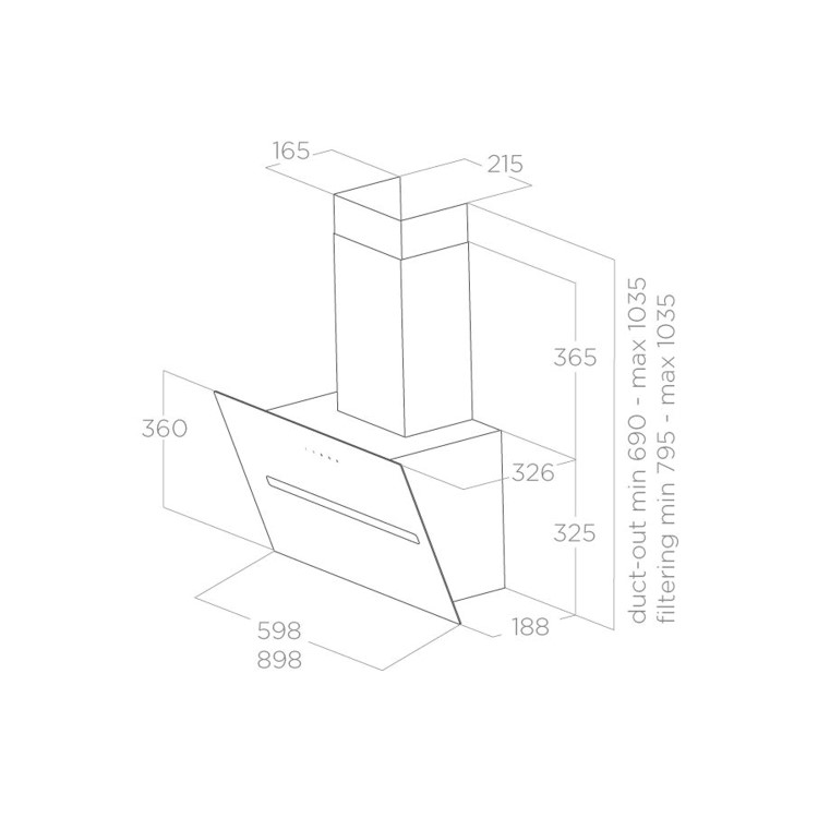 Elica Shy 60cm Angled Cooker Hood - White Glass