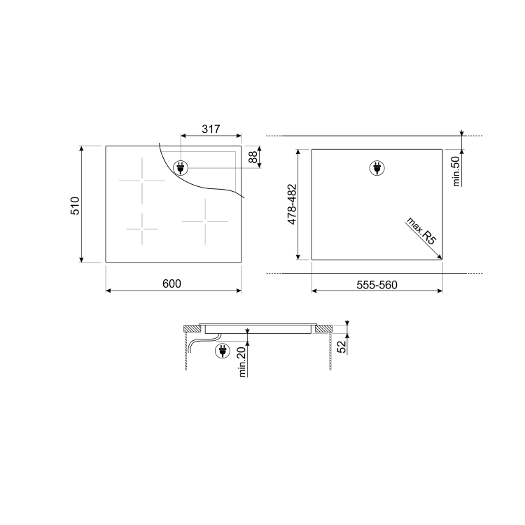 Smeg 60cm 4 Zone Plug & Play Induction Hob