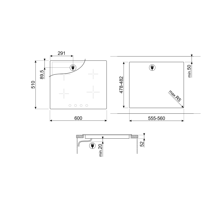 Smeg 60cm 4 Zone Induction Hob