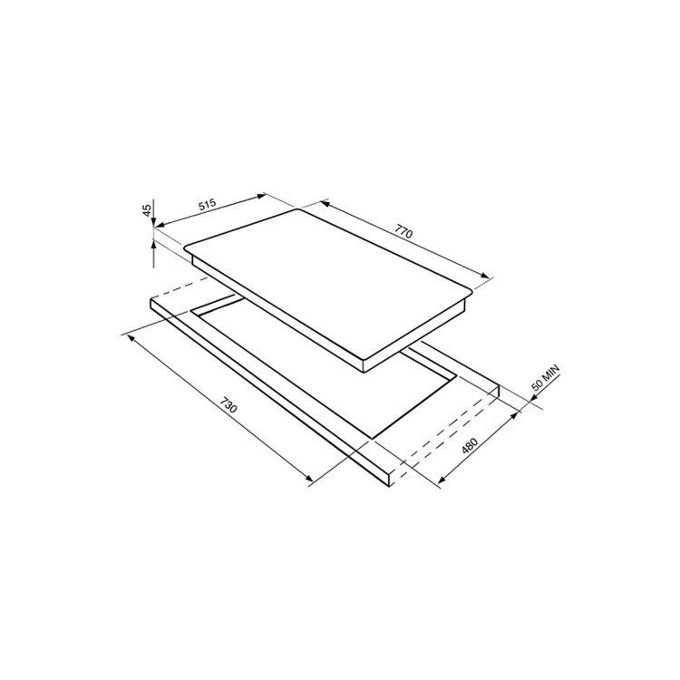 Refurbished Smeg SI3842B 77cm 4 Zone Induction Hob with Bevelled Edge