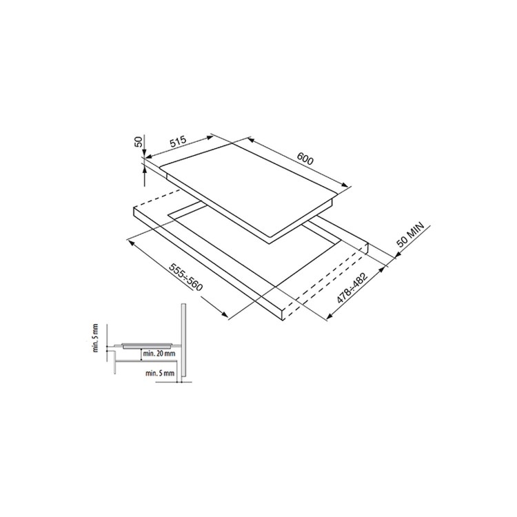 Smeg SI5641B Cucina 60cm Angled Edge Glass Induction Hob With Touch Controls
