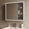 SIDBF780 Double Door Beige Bathroom Mirror Cabinet with Lights Demister & Shaver Socket 780 x 700mm- Sidra