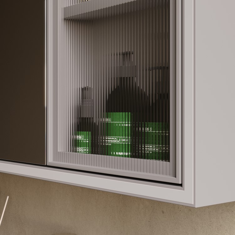 Double Door Beige Bathroom Mirror Cabinet with Lights Demister & Shaver Socket 780 x 700mm- Sidra