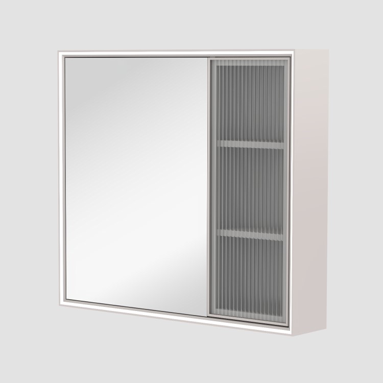 Double Door Beige Bathroom Mirror Cabinet with Lights Demister & Shaver Socket 780 x 700mm- Sidra