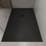 GRADE A1 - 1700x800mm Rectangular Shower Tray with Grate - Black Stone Resin Slate Effect - Sileti