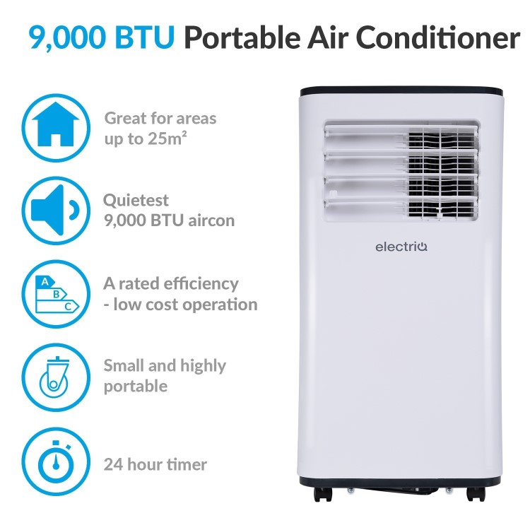 Refurbished electriQ SILENT10 9000 BTU Quiet Air Conditioner for rooms up to 25 sqm