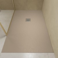 ALMOST PERFECT - 1200x800mm Rectangular Shower Tray with Grate - Sand Stone Resin Slate Effect - Sileti