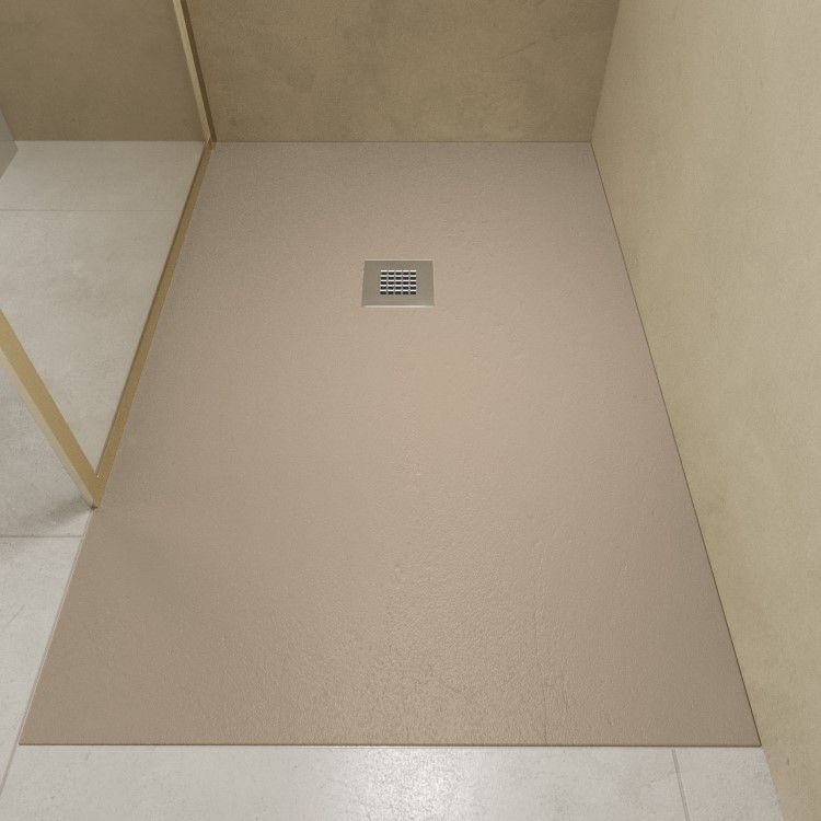ALMOST PERFECT - 1200x800mm Rectangular Shower Tray with Grate - Sand Stone Resin Slate Effect - Sileti