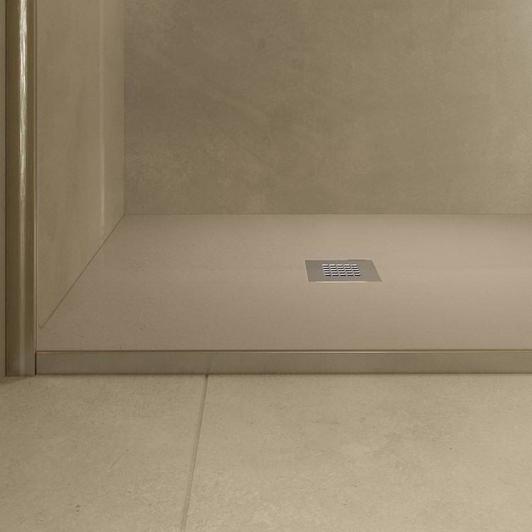 ALMOST PERFECT - 1200x800mm Rectangular Shower Tray with Grate - Sand Stone Resin Slate Effect - Sileti