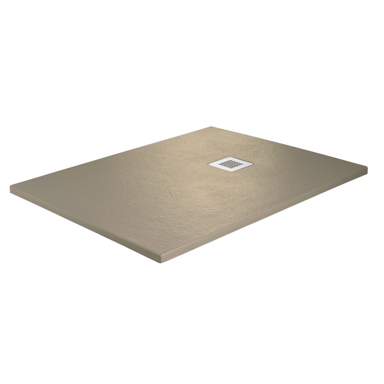ALMOST PERFECT - 1200x800mm Rectangular Shower Tray with Grate - Sand Stone Resin Slate Effect - Sileti